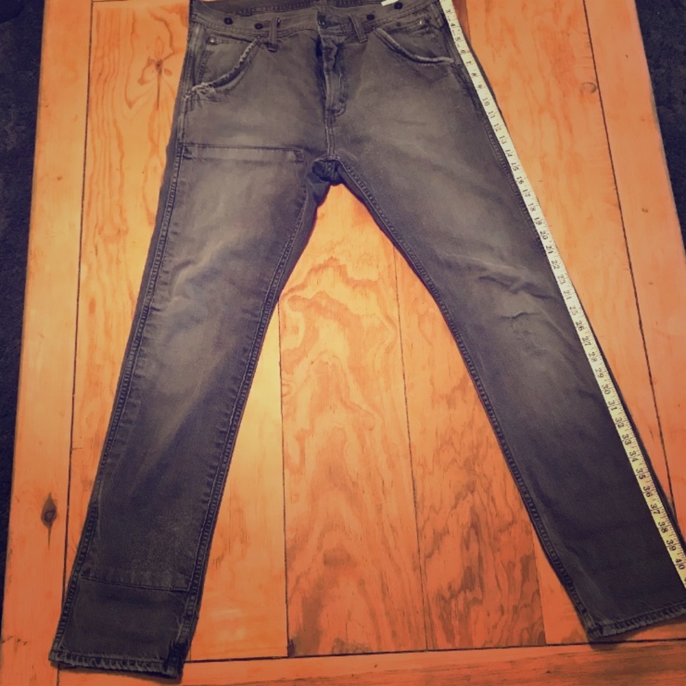 Lee 101 Logger Denim  W32 L32, Dark Gray Distress